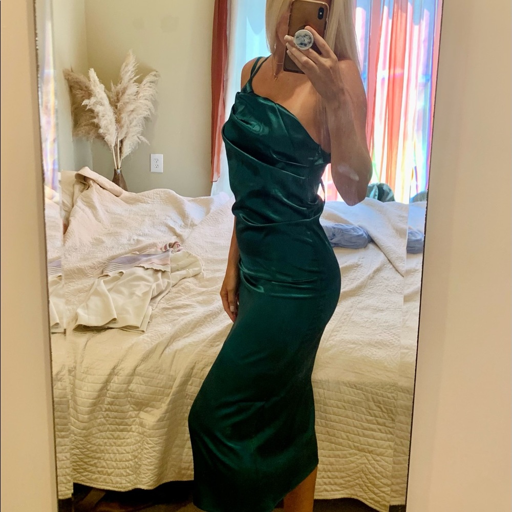 *SOLD* Satin Emerald MIDI dress